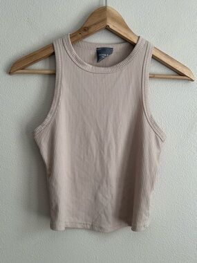 Olivia Rae Tan Beige Ribbed Stretchy Staple Piece Tank Top Size S Small